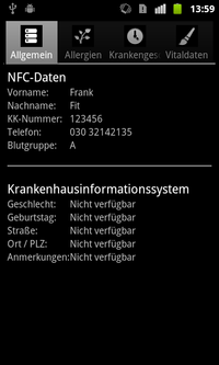 Allgemeine Übersicht des Patienten in der Android App